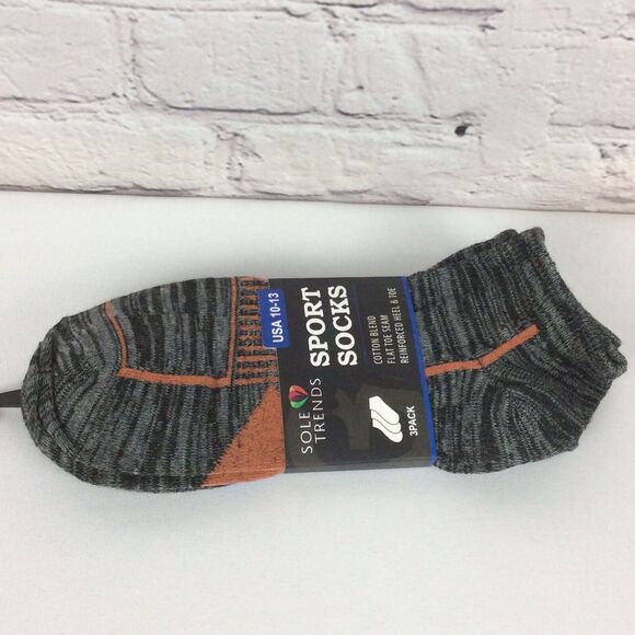 Sole Trends Men’s Sport Socks Size 10-13 (3 Pair) Low Cut Athletic Striped - Picture 3 of 4
